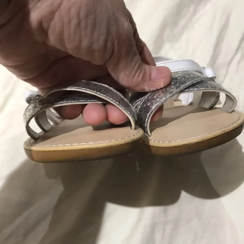 Gymboree White silver sandals 8m worn once